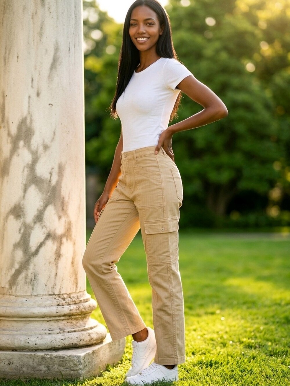 MADEWELL The Garment-Dyed '90s Straight Cargo Pant in Sand Ash Green Size 28